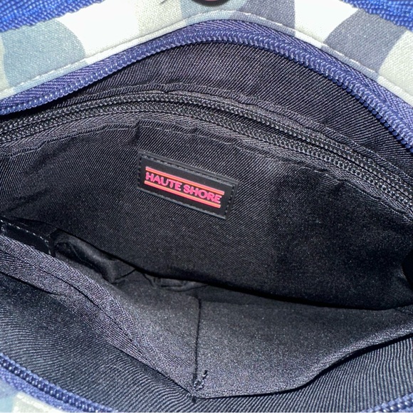 Haute Shore Neoprene Camo Crossbody Bag Blue White Stripe Strap - Picture 5 of 12